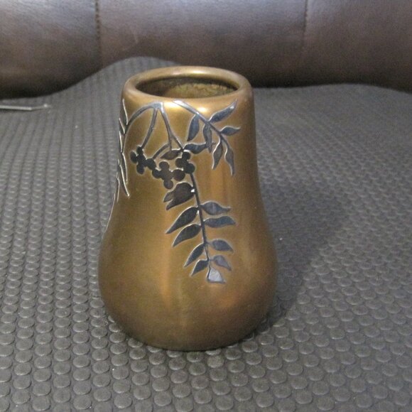 1912 Antique Heintz Sterling overlay bronze vase.